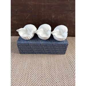 PARTYLITE Conch Shell Tealight Trio Candle Holder 3 Candle Holder Coastal Beach
